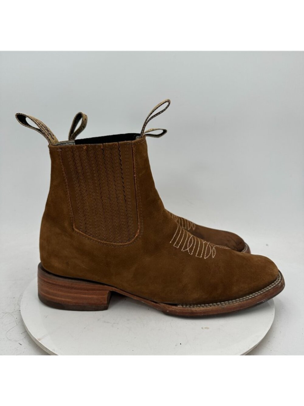 Arizona Men Size 11 Tan Leather Pull On Western Chelsea Ankle Boot - Picture 4 of 13